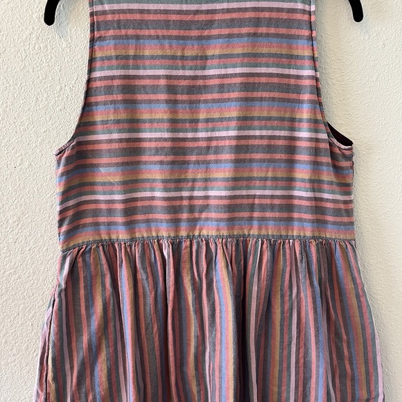 Madewell Dress Womens M Rainbow Pink Striped Mini Button Front A Line Babydoll - Picture 9 of 16